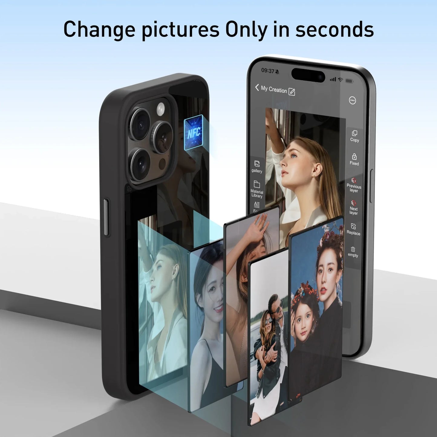 Revolutionary DIY Phone Case with E-Ink Display and NFC - Shockproof Protection for iPhone 16/15/14/13 Pro Max