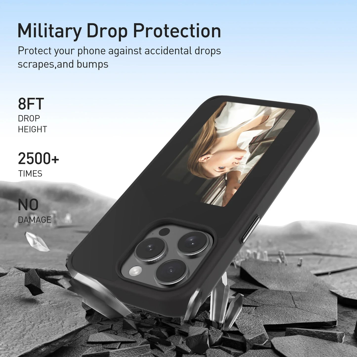 Revolutionary DIY Phone Case with E-Ink Display and NFC - Shockproof Protection for iPhone 16/15/14/13 Pro Max