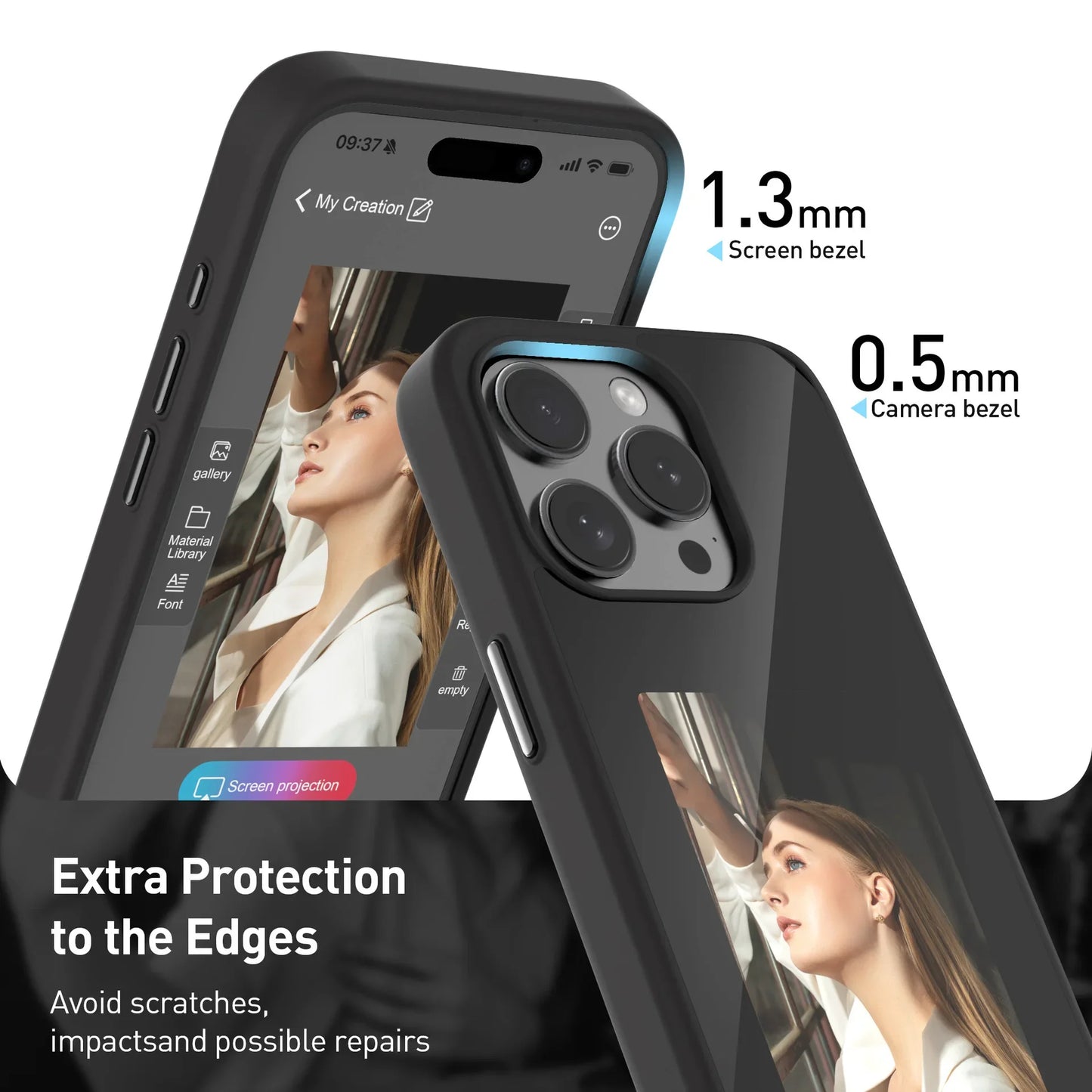 Revolutionary DIY Phone Case with E-Ink Display and NFC - Shockproof Protection for iPhone 16/15/14/13 Pro Max