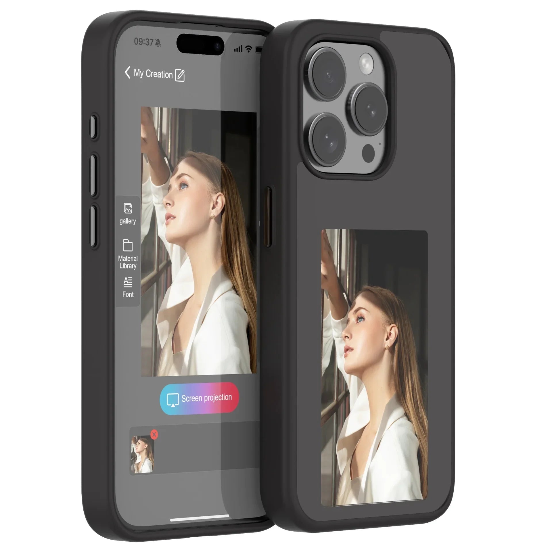 Revolutionary DIY Phone Case with E-Ink Display and NFC - Shockproof Protection for iPhone 16/15/14/13 Pro Max